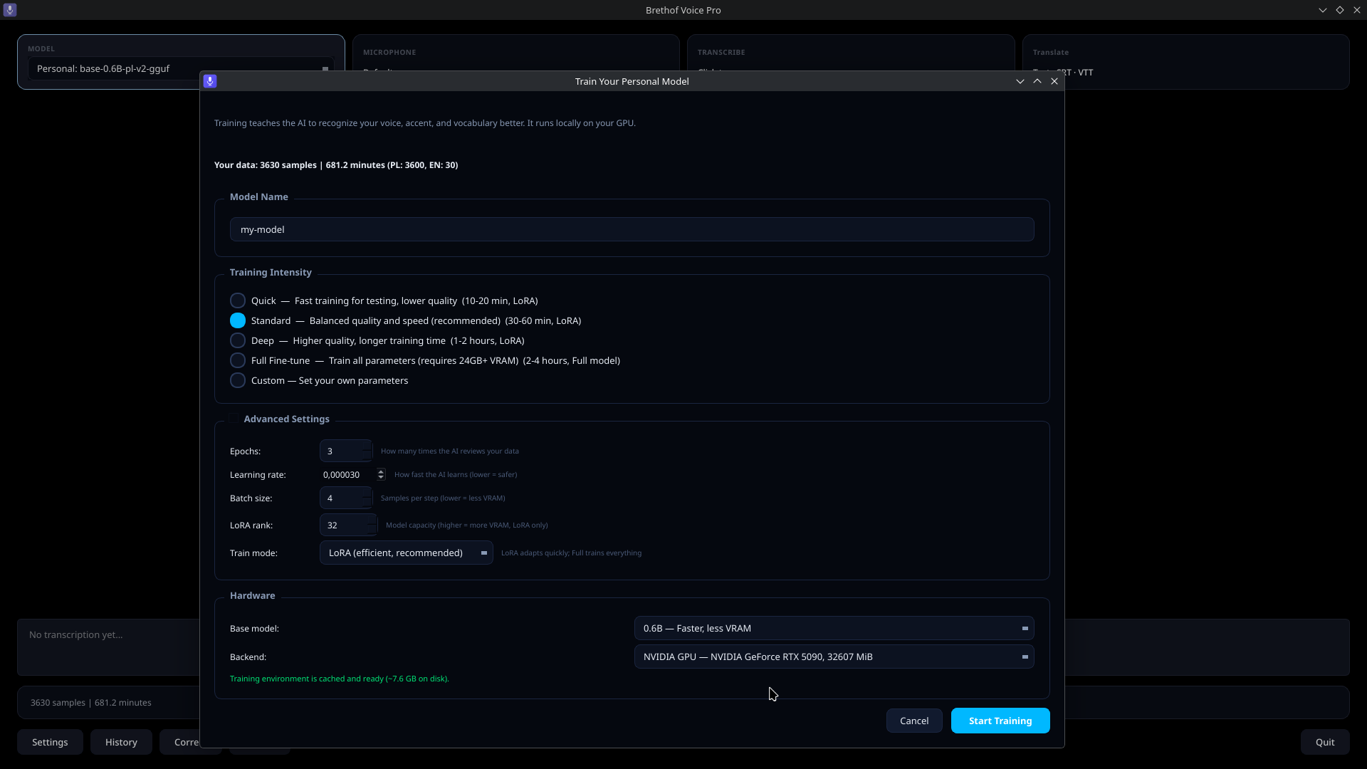 Brethof Voice Pro — Model Training