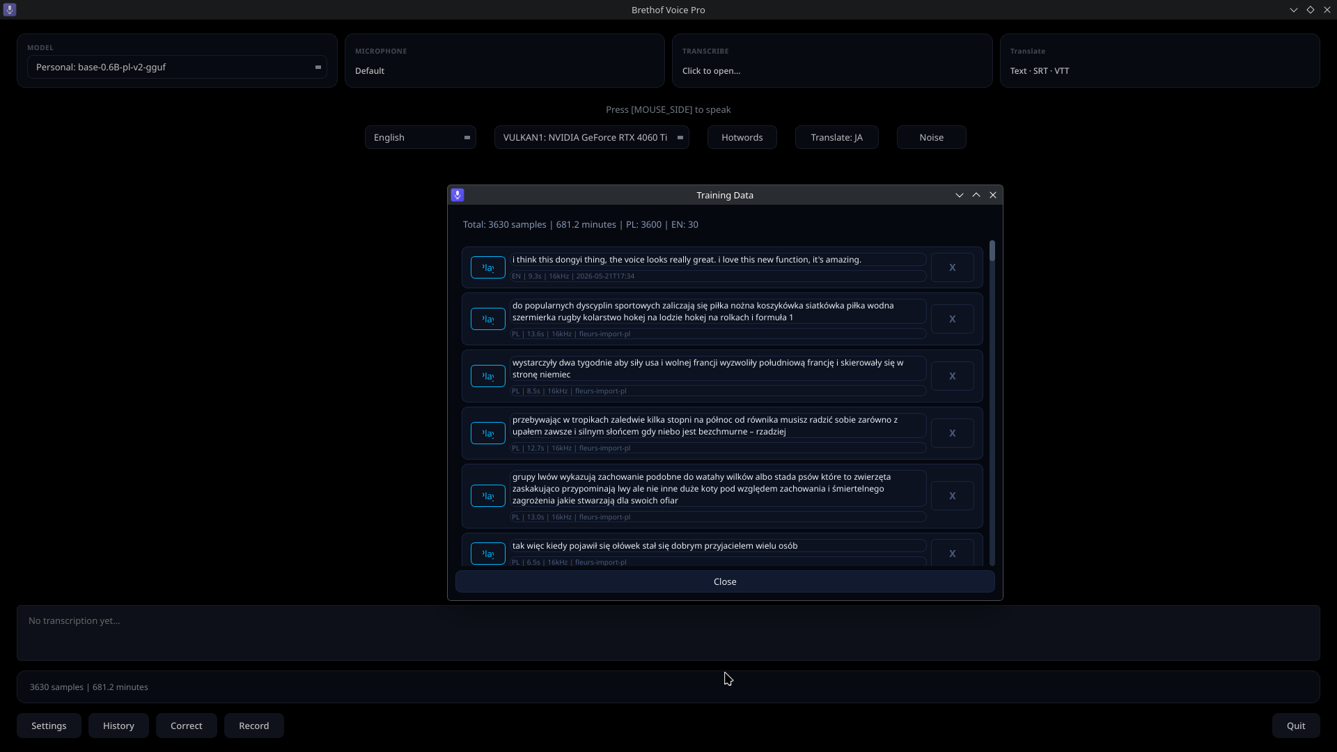 Brethof Voice Pro — Training Data
