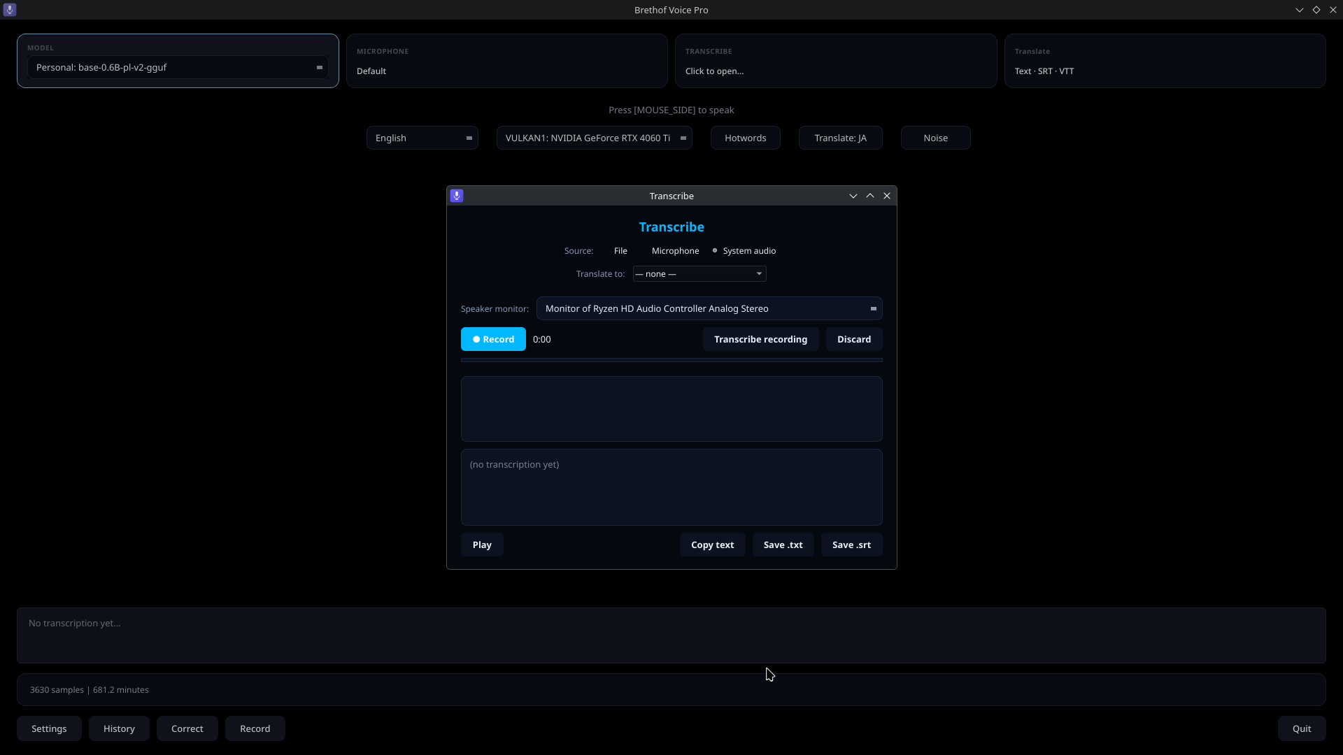 Brethof Voice Pro — Transcribe and translate system audio